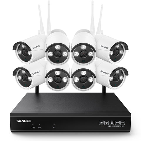 3MP 8-Channel Wireless Security Camera System, 5MP NVR, 8pcs Audio WiFi IP Cameras, AI Human Detection, Work With Alexa