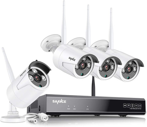 Set telecamera di sorveglianza WLAN SANNCE 8CH NVR e 4X 2MP IP WiFi telecamera di sorveglianza sistema di videosorveglianza esterno resistente alle intemperie, rilevamento persone, supporta Alexa