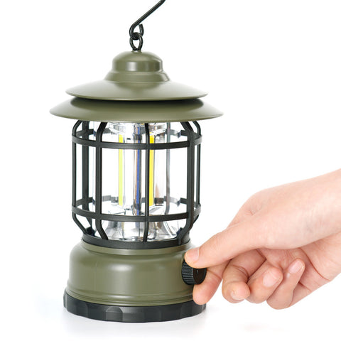 Vintage Camping Lantern, LED Lamp USB Type C Rechargeable, Emergency Light 8 Hours Runtime for Power Outages, Hurricane, Indoor Outdoors, Home Decor