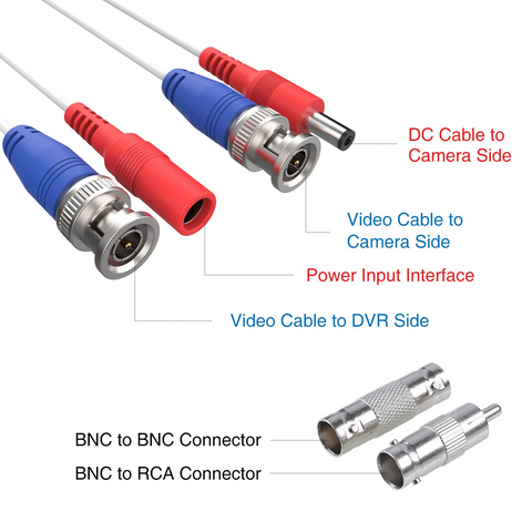 100/150 Feet (30/45 Meters) 2-in-1 Video Power Cables
