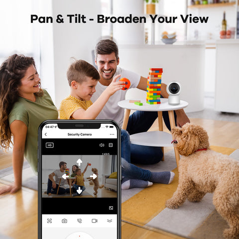Telecamera IP Pan Tilt wireless da 2K 3MP Monitoraggio interno di bambini e animali domestici, audio bidirezionale, tracciamento intelligente del movimento, rilevamento umano AI, supporto cloud e archiviazione locale max. 128 GB di memoria locale