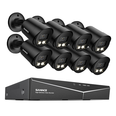 8 Channel 1080P Full-Color Security Camera System - Hybrid DVR, 8PCS Warm-Light Cameras, Outdoor & Indoor, Smart Motion Detection, Remote Access