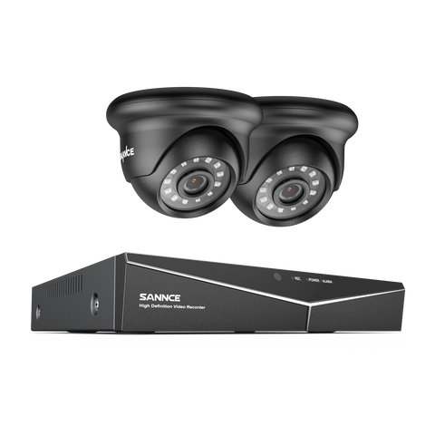 8 Channel 1080P Wired Security Camera System - Hybrid DVR, 2pcs 2MP Turret Cameras, Outdoor & Indoor, Smart Motion Detection, Remote Access