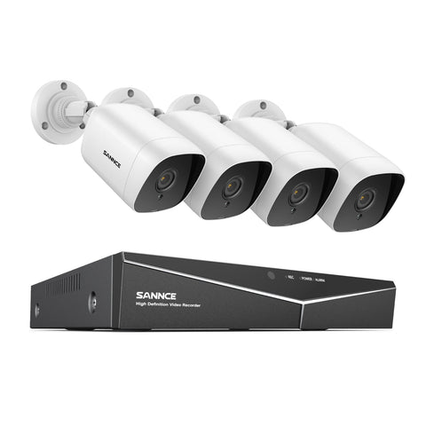 8 Channel 1080P Wired Security Camera System - Hybrid DVR, 4pcs 2MP Bullet Cameras, Outdoor & Indoor, Smart Motion Detection, Remote Access