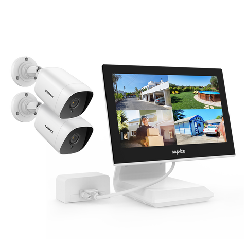 1080p 4 Channel DVR w/ 2 2MP Outdoor Bullet Security Camera System, 10.1’’ LCD Colorful Monitor