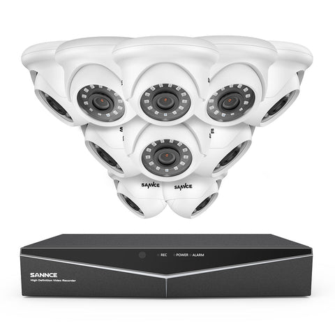 1080p 16 Channel 10 Camera Outdoor Wired Security System, Smart Motion Detection, 100 ft Infrared Night Vision, IP66 Weatherproof