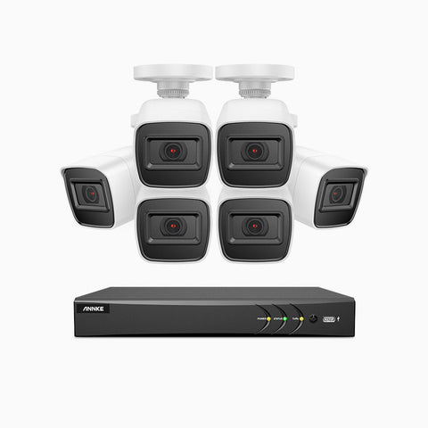 E800 – 4K 8 Channel 6 Cameras Outdoor Wired Security System, Smart DVR with Human & Vehicle Detection, H.265+, 100 ft Infrared Night Vision, IP67 Weatherproof
